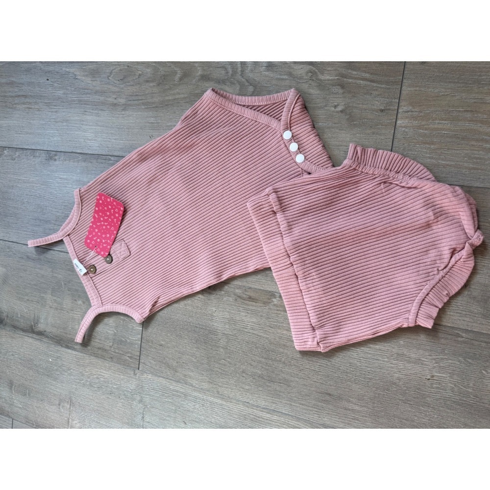 Baby Girls Ribbed Knit Tank Top and Bloomer Set Mauve Pink 12-18M NWT - Picture 2 of 3